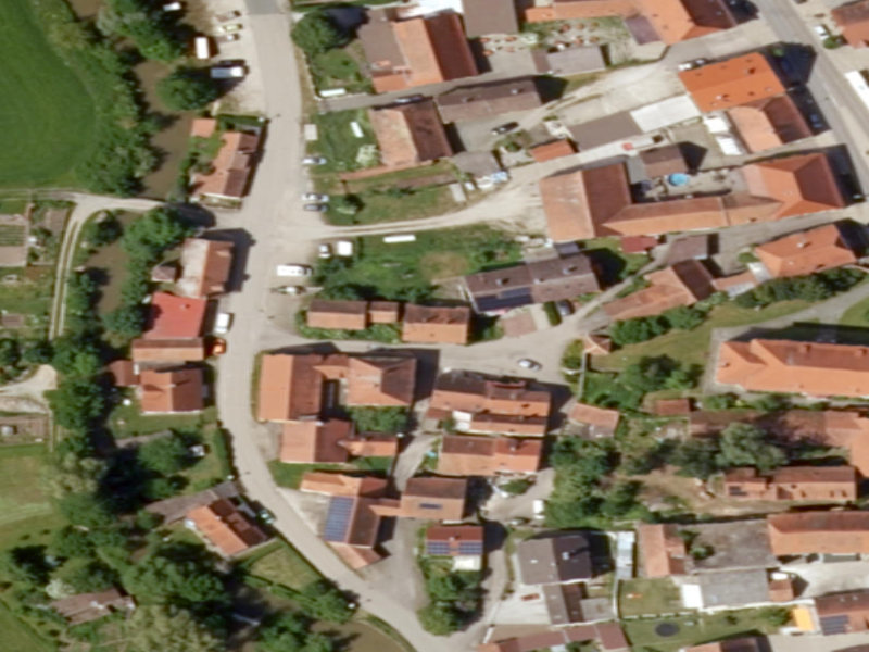 Sun-Drenched Red-Roofed Cluster in Ansbach